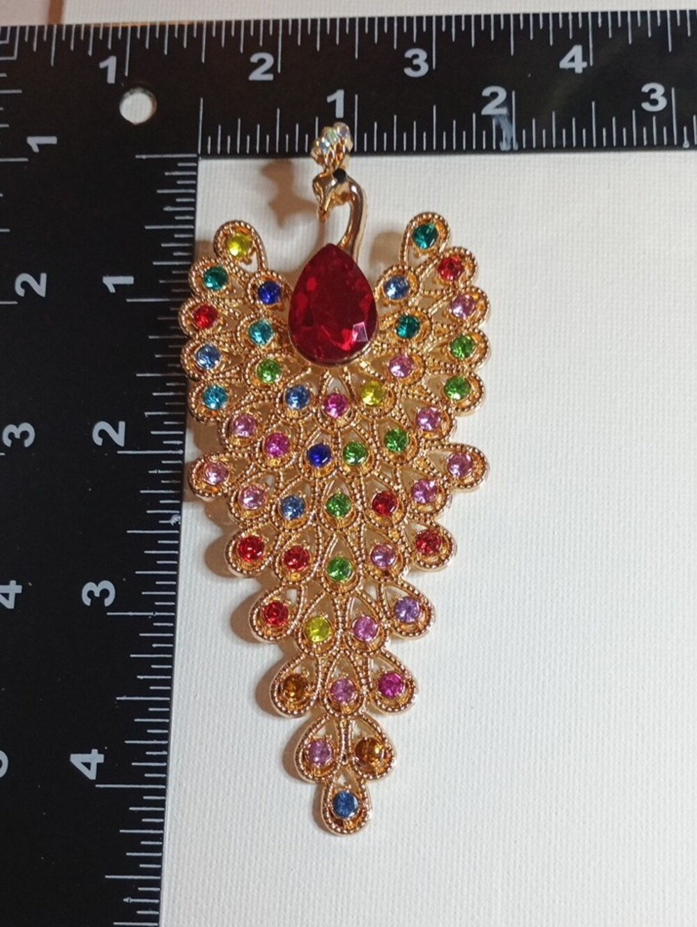 Multicolor Peacock Brooch - Picture 2 of 6